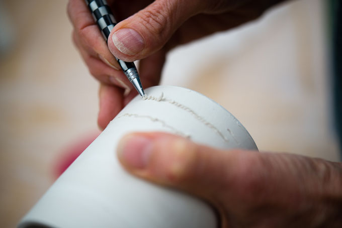 Lynne Htchinson, BLH Ceramics in her workshop 2016
